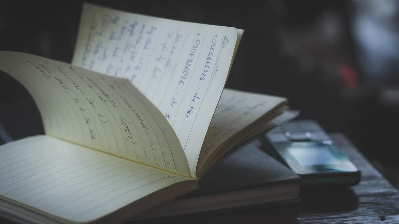 Un carnet ouvert couvert de notes manuscrites